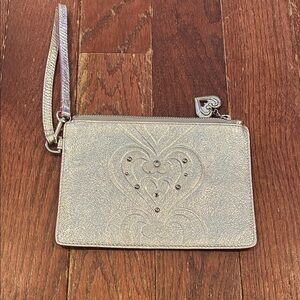 Brighton Metallic Silver Heart Embellished Wristlet